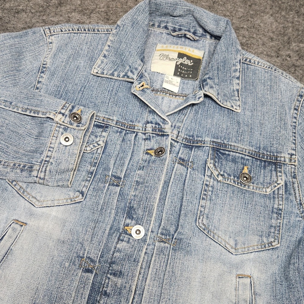Wrangler Youth Girls Denim Jean Trucker Jacket Buckles Large Western Cowgirl